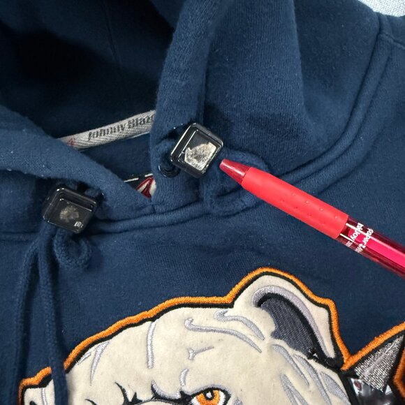 VTG Johnny Blaze Bulldog Hoodie Embroidered Graphic Navy Pullover Size XL - Picture 7 of 13